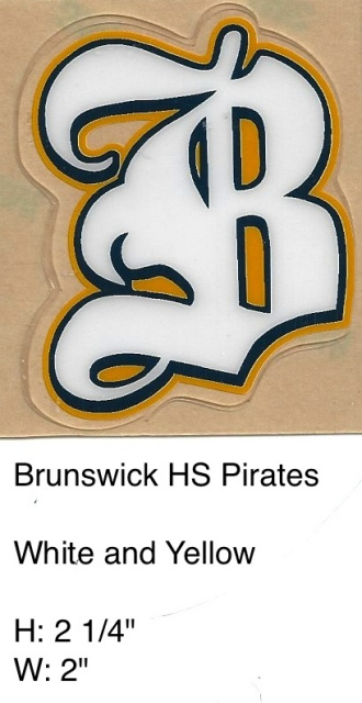 Brunswick Pirates HS (GA) White B outlined in navy and yellow